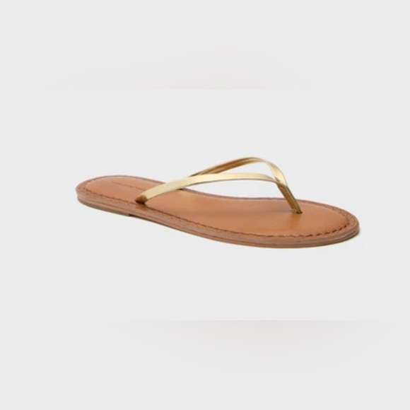 Vineyard Vines Sandals 6 Thong Gold Flip Flops Summer Beach Leather Skinny Strap - Picture 6 of 10